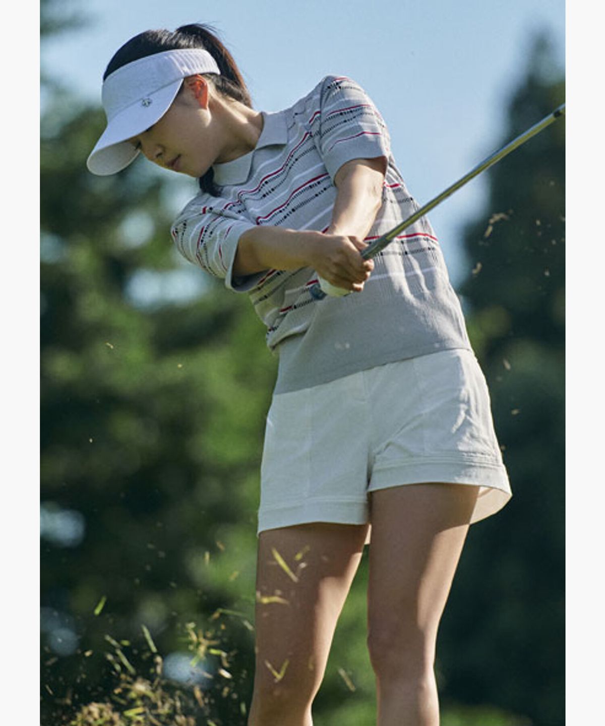 데상트 골프(DESCENTE GOLF) 여성 체크 카라 풀오버  DR32WFKP73