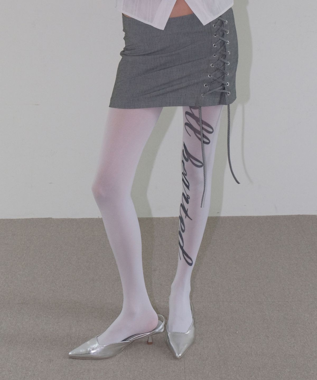 오디너리 홀리데이(ORDINARY HOLIDAY) LACE UP MINI SKIRT [GRAY]