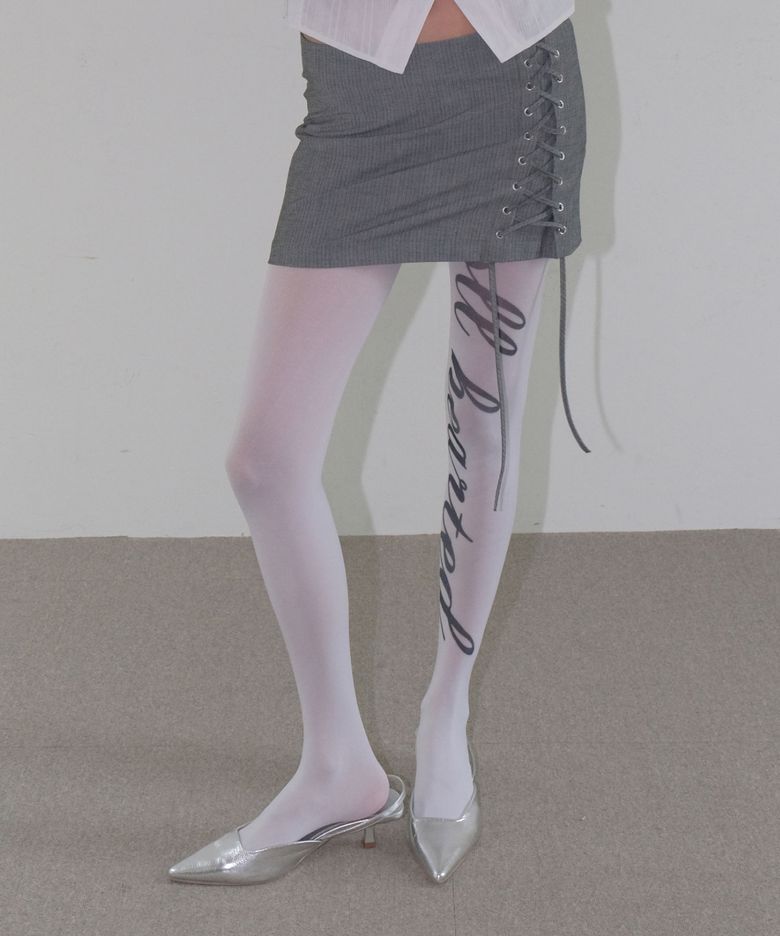 LACE UP MINI SKIRT [GRAY]