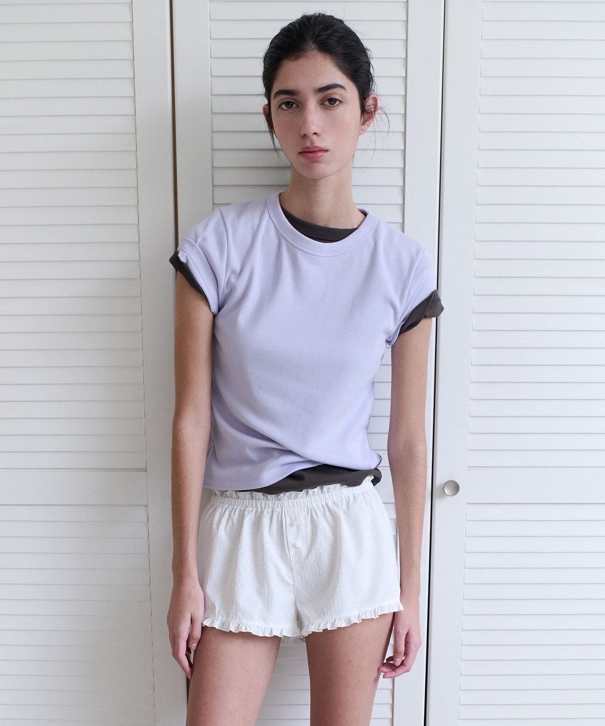 앤니즈(ANDNEEDS) Bessette half tee (lavender)