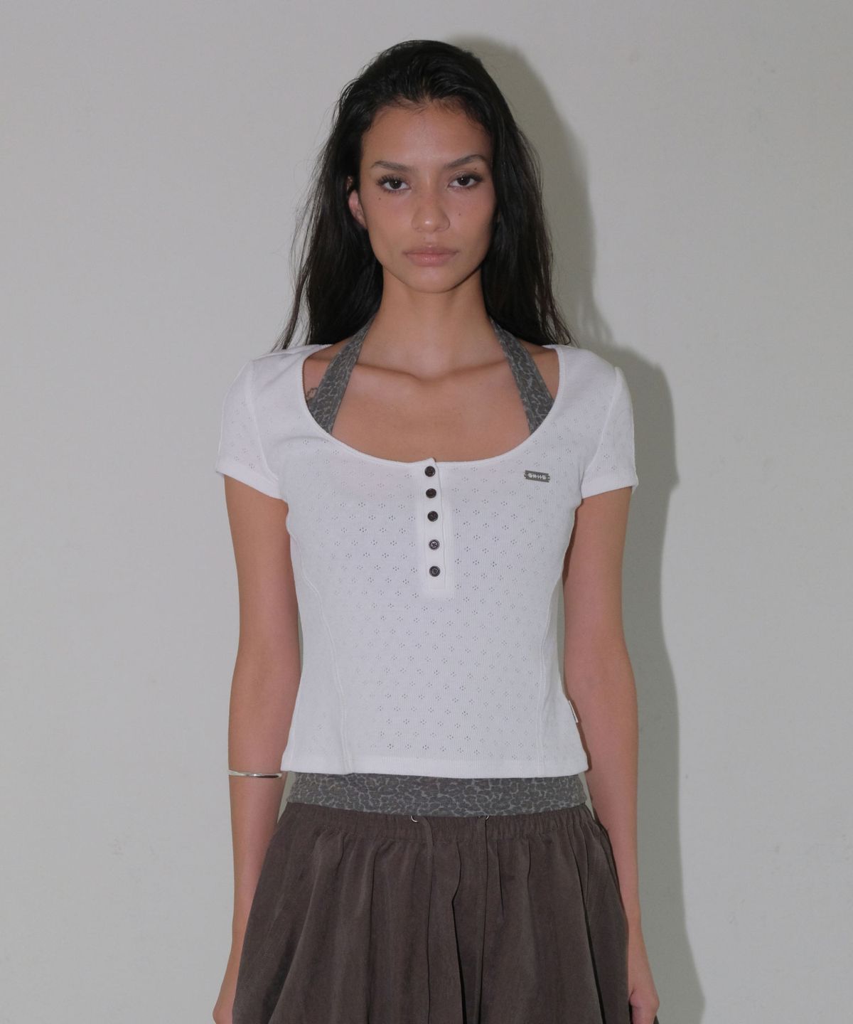 오디너리 홀리데이(ORDINARY HOLIDAY) HALTER LAYERED SHORT SLEEVE SET [WHITE]