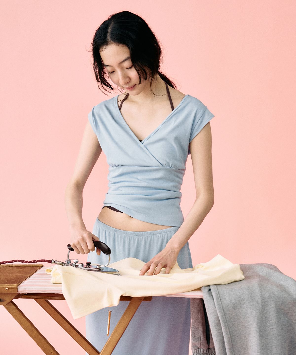 망고매니플리즈(MANGO MANY PLEASE) [ROUTINE] YORK WRAP TEE_LIGHT BLUE