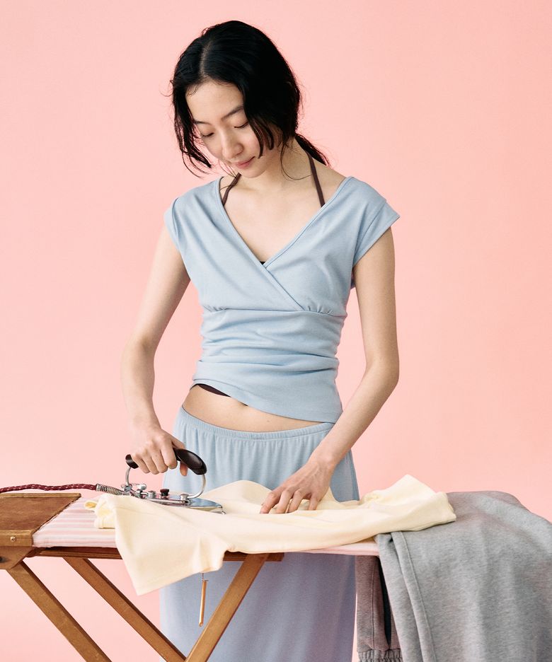 [ROUTINE] YORK WRAP TEE_LIGHT BLUE