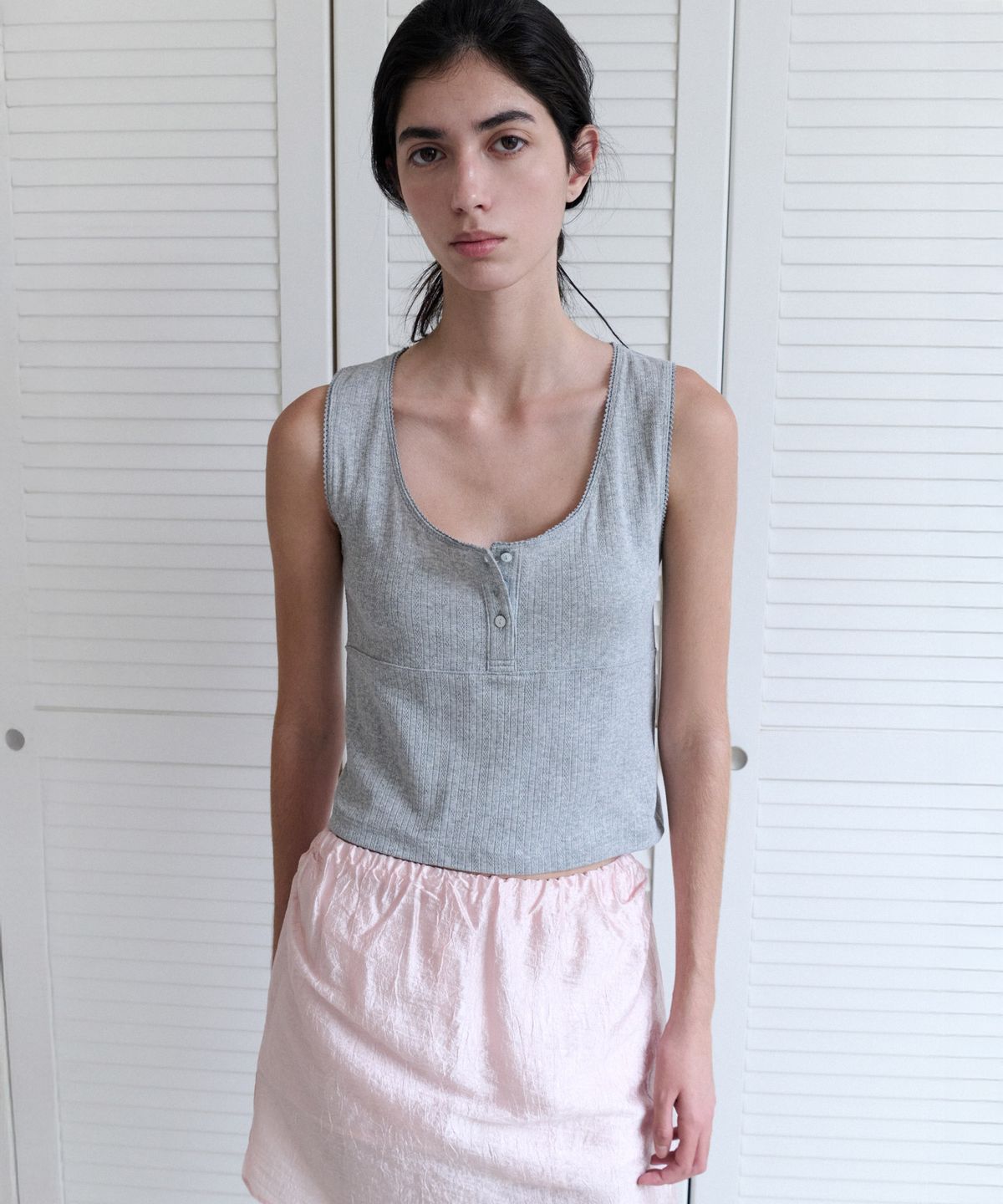 앤니즈(ANDNEEDS) Lazy punching sleeveless (melange gray)