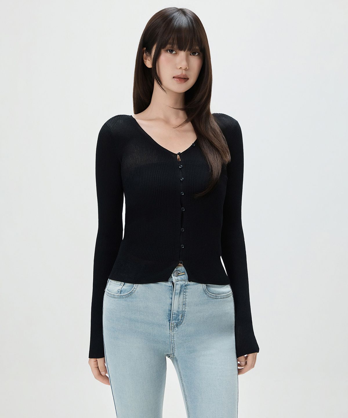 미쏘(MIXXO) 골지 버튼 포인트 가디건_MIWCKG710T