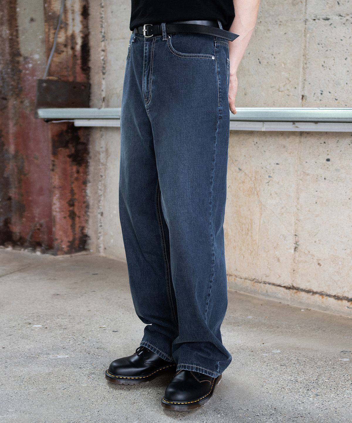 브랜디드(BRANDED) SUMMER WIDE DENIM PANTS [MID BLUE]