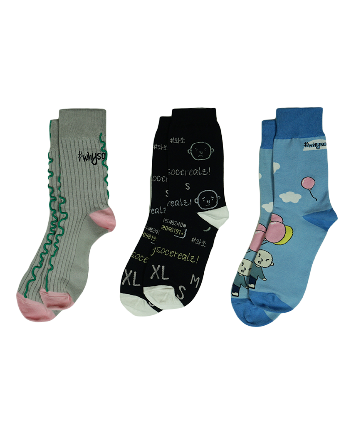 와이쏘씨리얼즈(WHYSOCEREALZ) Stinky Socks (3 pack)