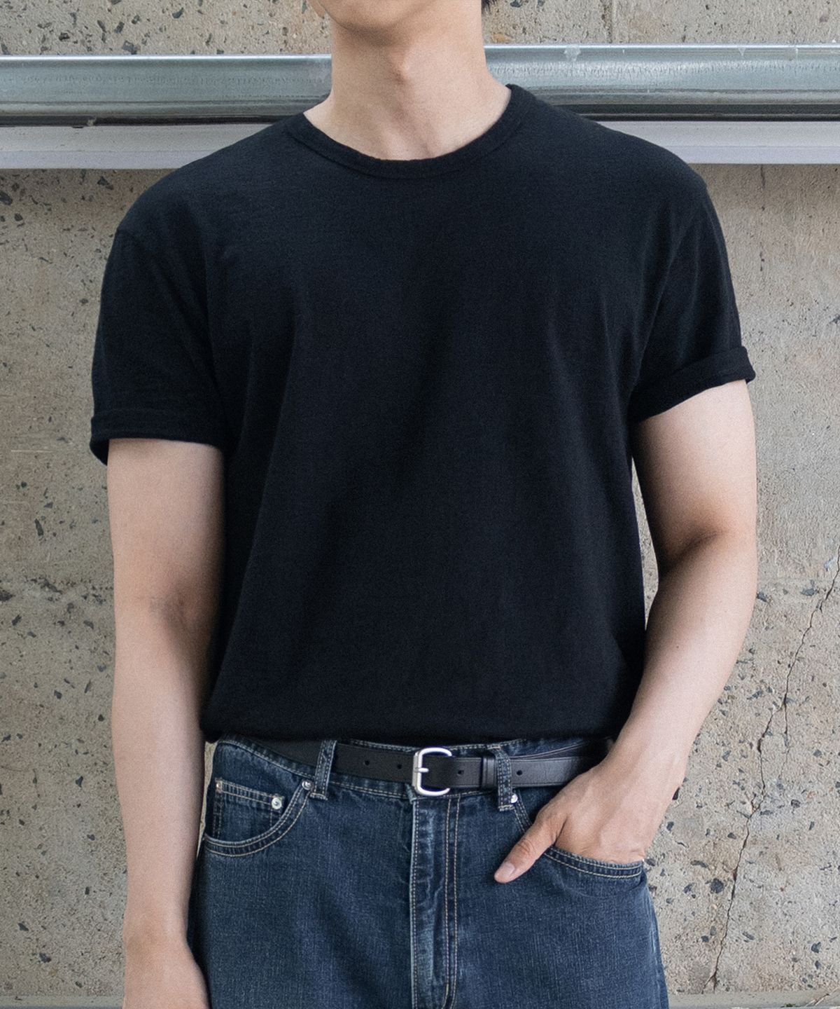 브랜디드(BRANDED) SOFT SLUB CROP T-SHIRT [BLACK]