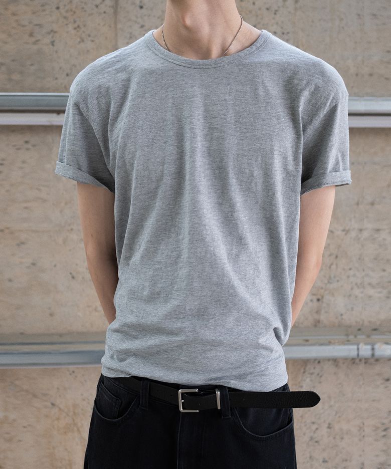 SOFT SLUB CROP T-SHIRT [MELANGE GRAY]