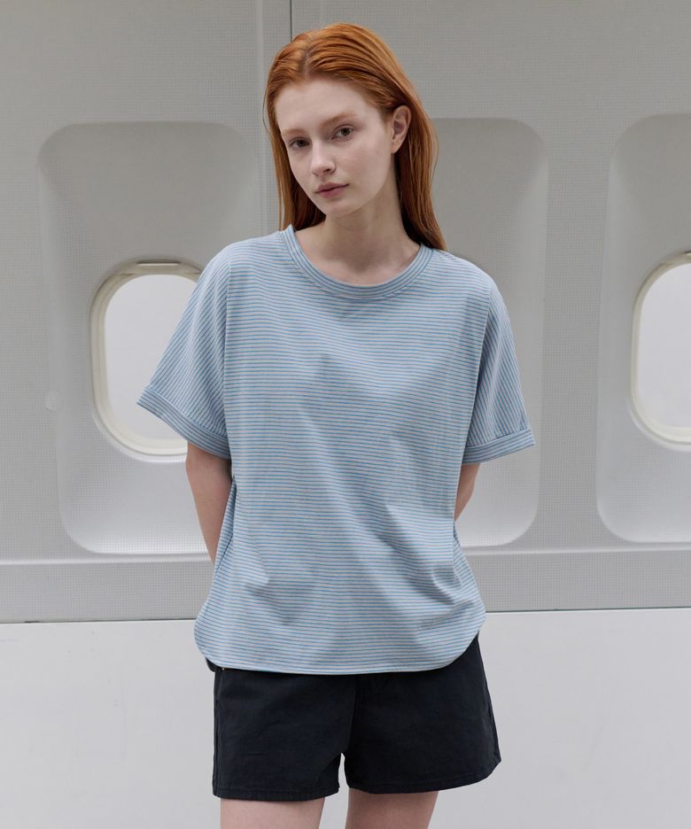 Roll-Up Stripe T-Shirt (Blue)