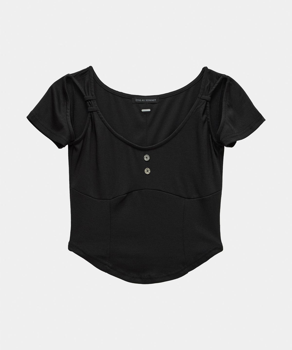 에트오소메(ETRE AU SOMMET) Layered Buckle Line Top (Black)