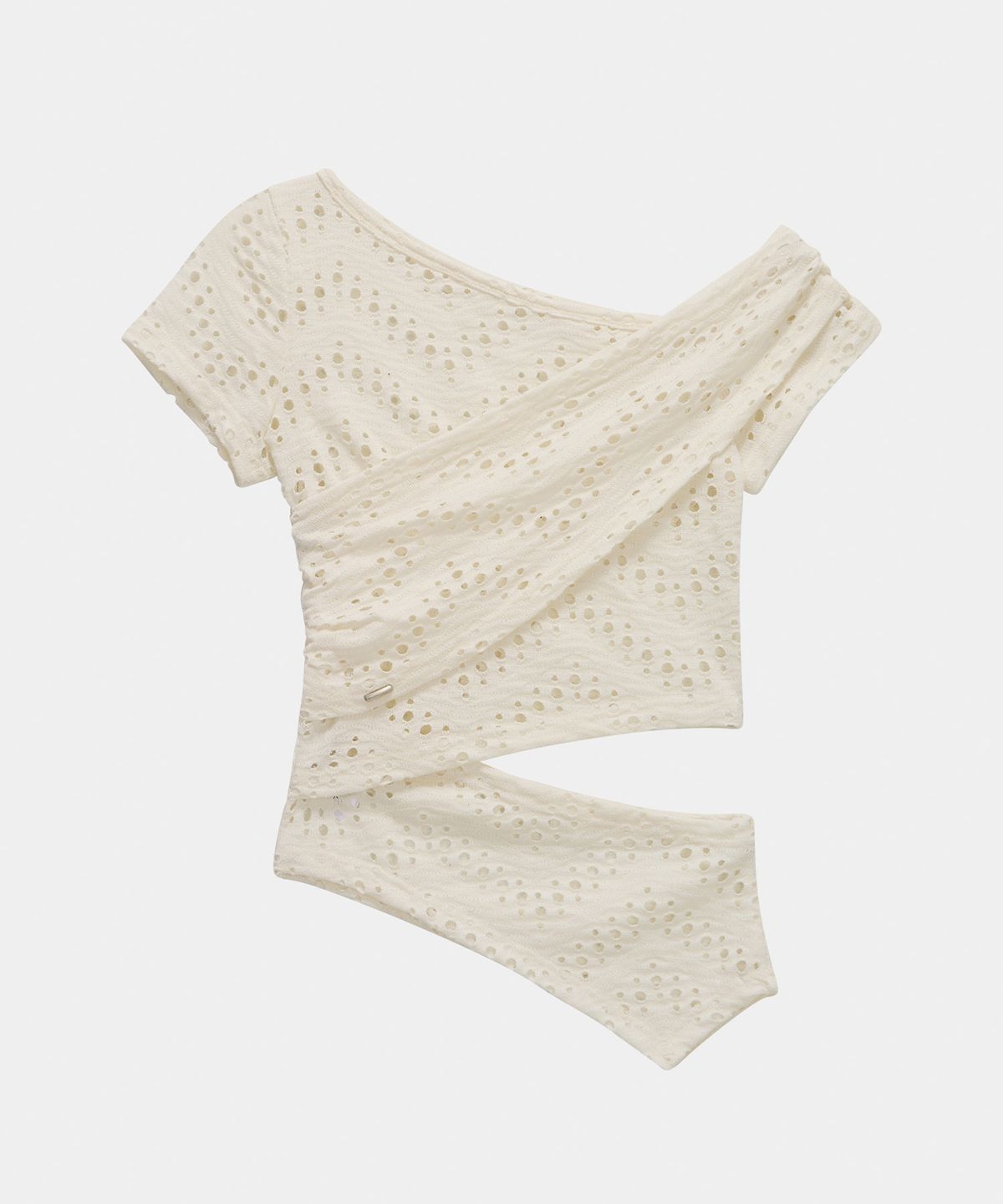 에트오소메(ETRE AU SOMMET) Hole Knit Layered Side Slit Top (Ivory)