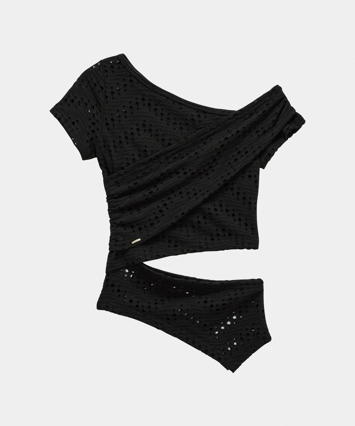 에트오소메(ETRE AU SOMMET) Hole Knit Layered Side Slit Top (Black)