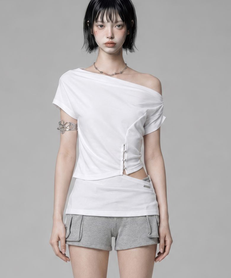 Cut-Out Open Short Sleeve (White)