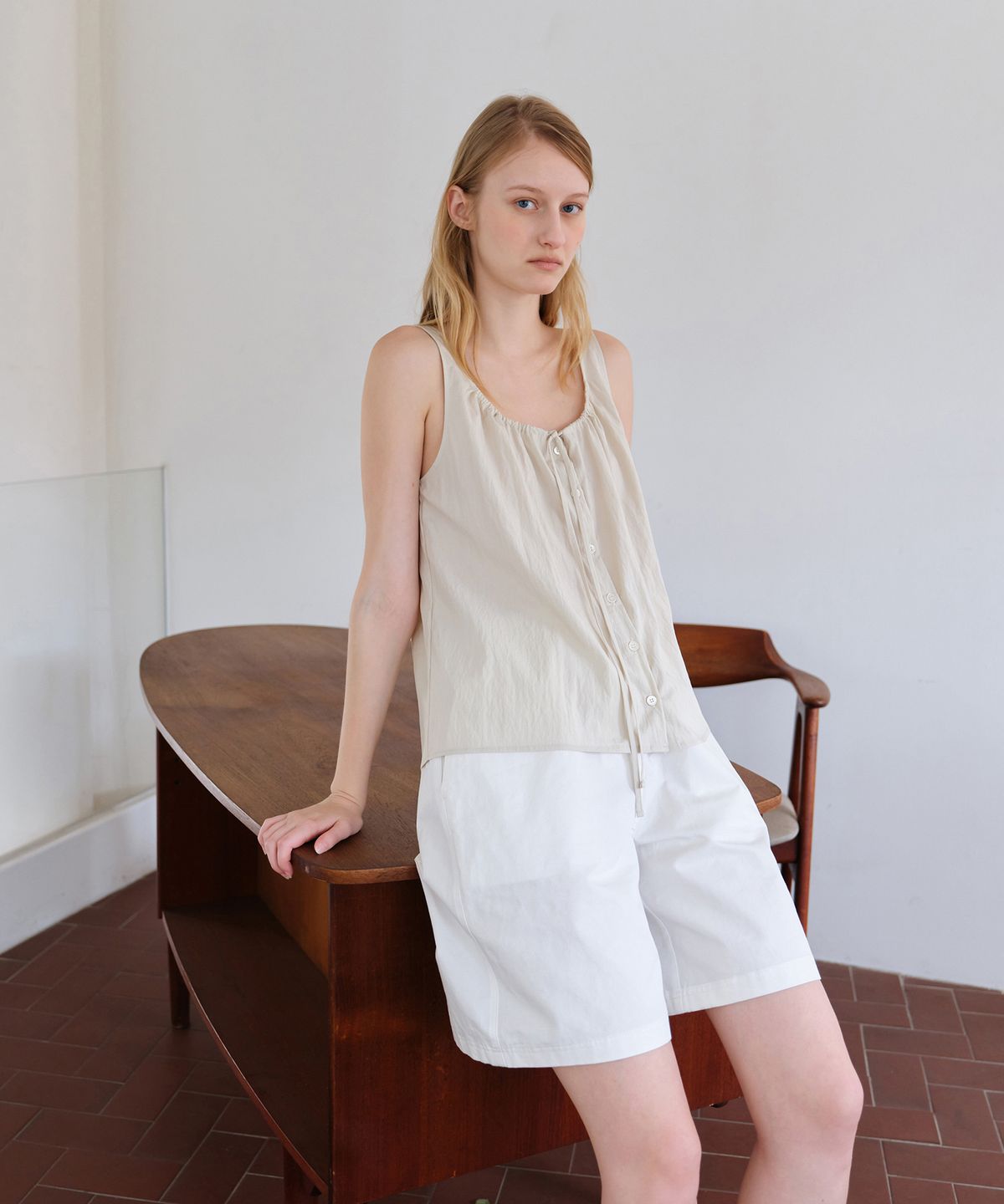 더라이(THERYE) Linen Blend Half Shorts(Ivory)