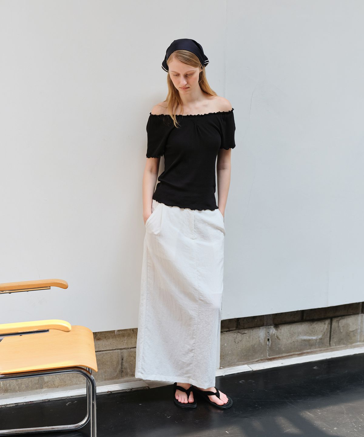 더라이(THERYE) Easy Banding Long Skirt(White)