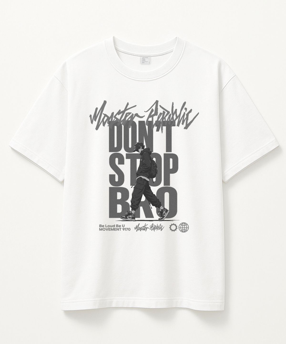 몬스터리퍼블릭(MONSTER REPUBLIC) 돈스탑브로 그레이 티셔츠 화이트_9170