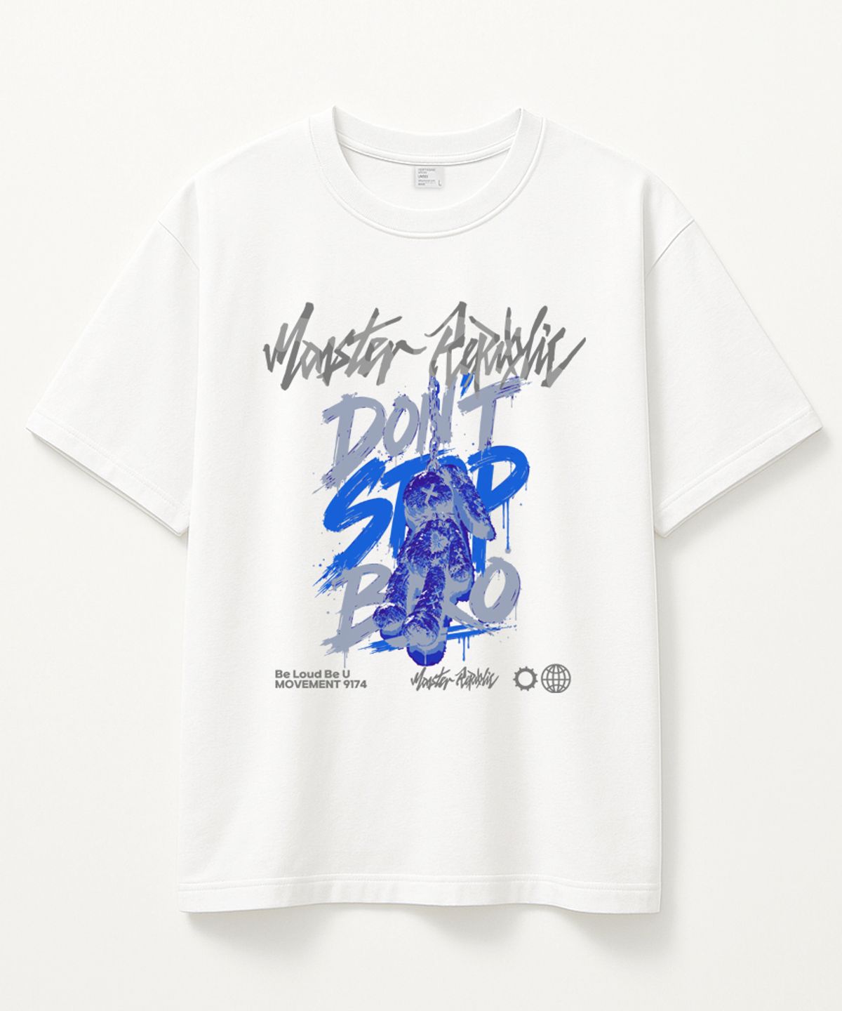 몬스터리퍼블릭(MONSTER REPUBLIC) 래빗 돈스탑브로 블루 티셔츠 화이트_9174