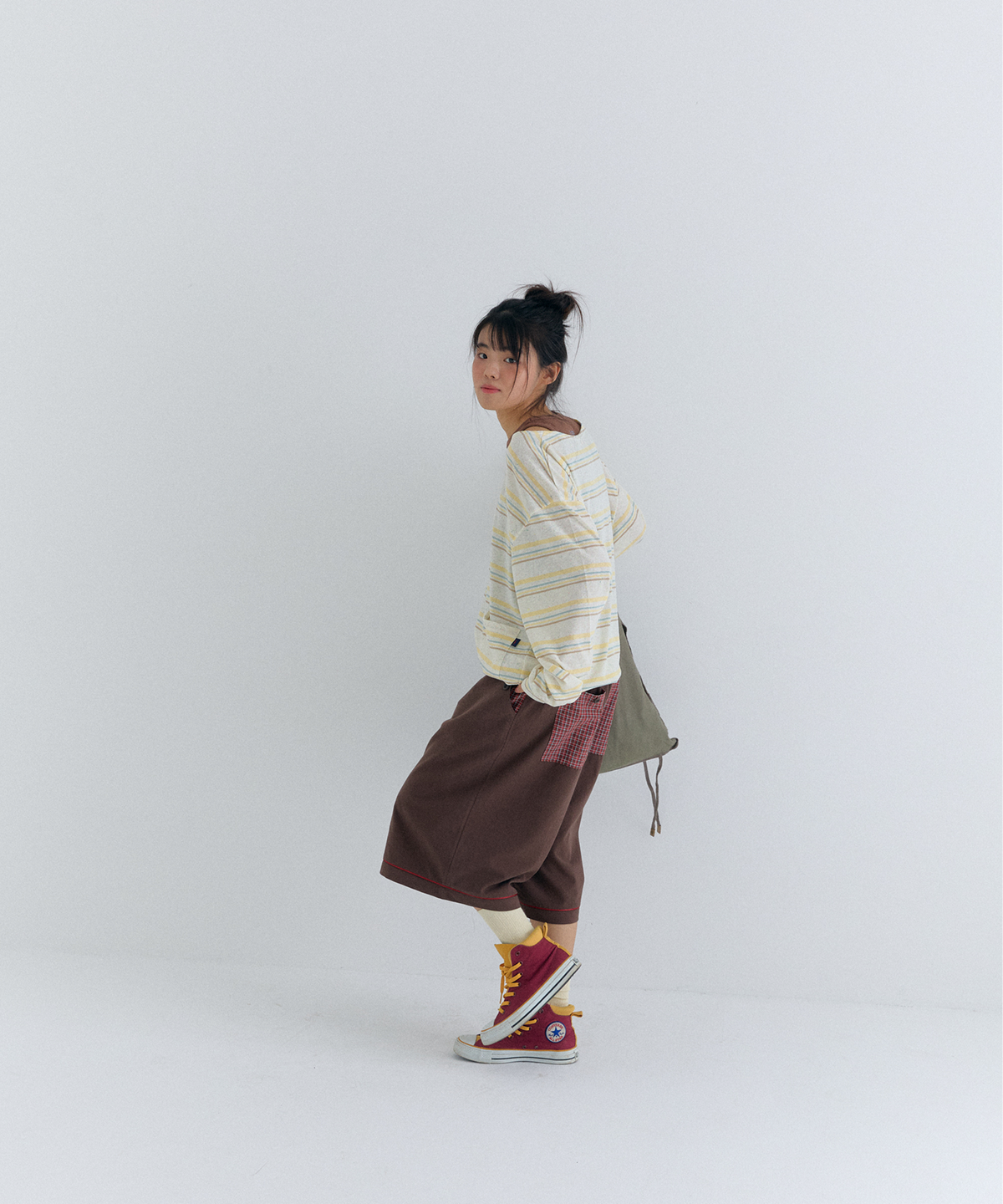 플러티(FLIRTY) check tape short pants in brown