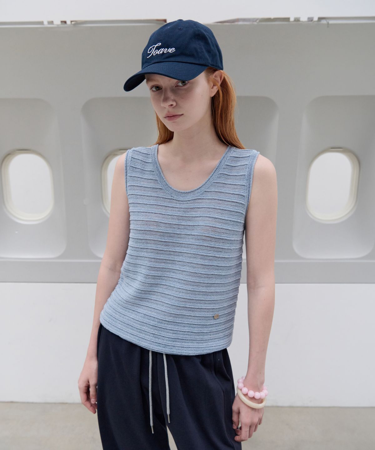 토아베(TOAVE) Linen Ripple Sleeveless Knit (Sky blue)