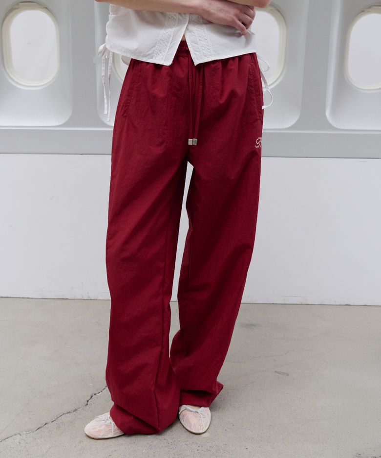 Color Tech Nylon Wide Pants (Red)