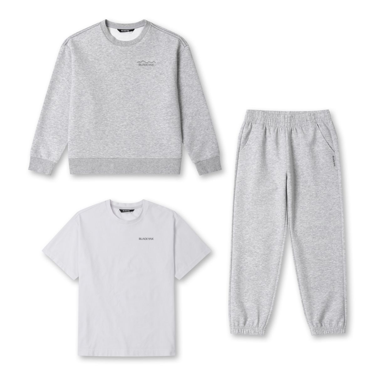 블랙야크 키즈(BLACK YAK KIDS) 에센셜쿠션지3PCS맨투맨세트_MG