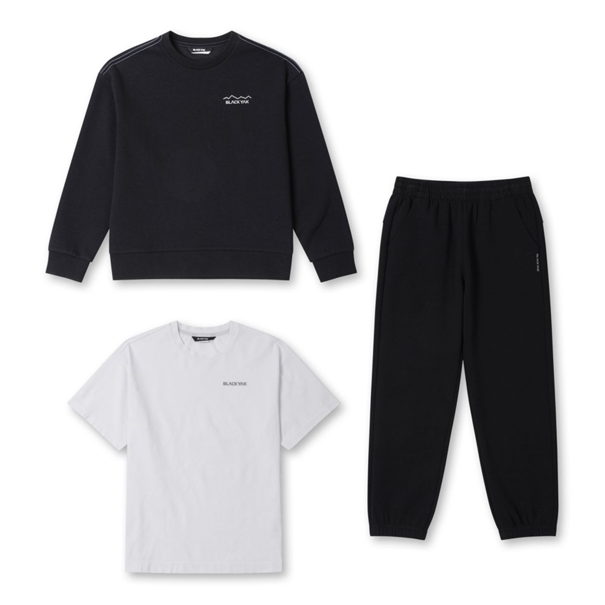 블랙야크 키즈(BLACK YAK KIDS) 에센셜쿠션지3PCS맨투맨세트_BK