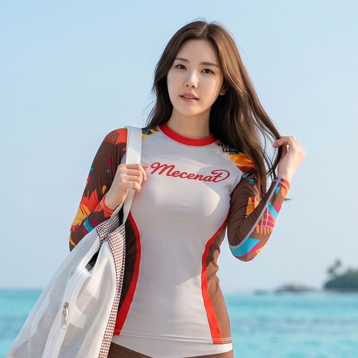 엠씨엔스포츠(MCNSPORTS) [MECENAT] 엘레나 래시가드 상의 / 자외선차단및 체온유지 수상스포츠웨어 래쉬가드 스킨스쿠버