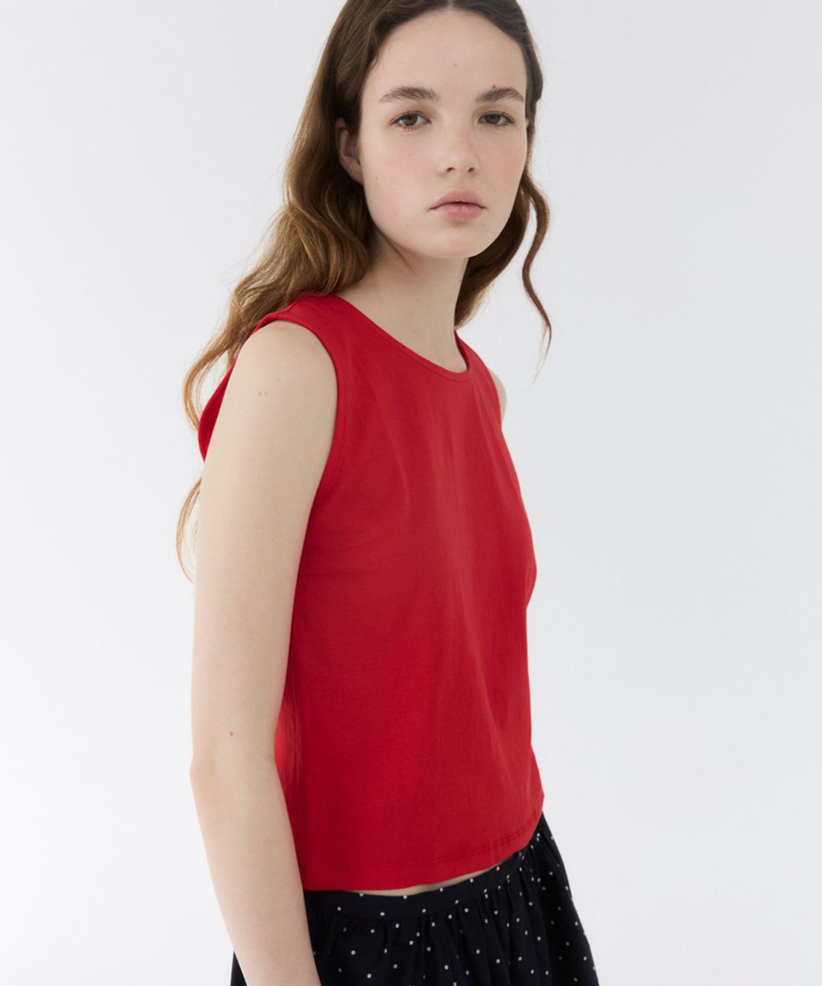 지비에이치 어패럴(GBH APPAREL) BACK OPEN BOW POINT TOP / RED