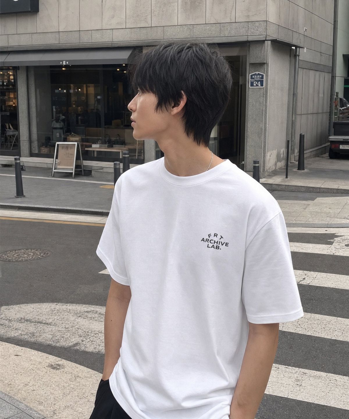 프론트아카이브랩(FRONT ARCHIVE LAB) FRT 오버핏 반팔 티셔츠 [화이트]