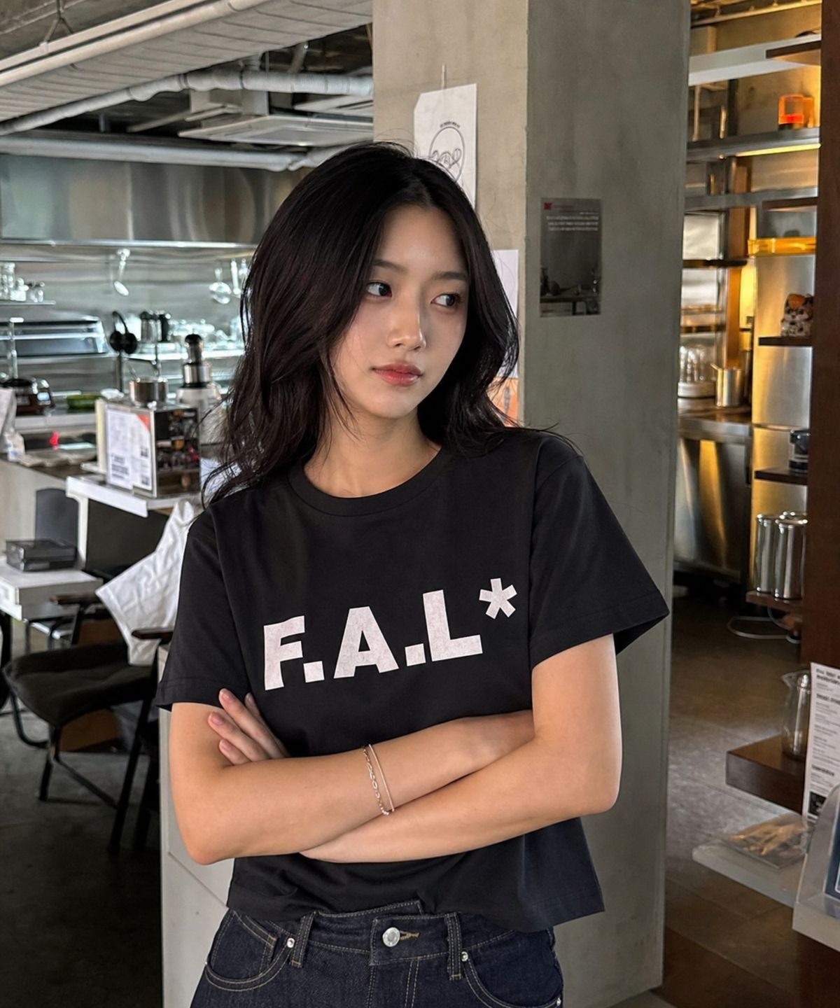 프론트아카이브랩(FRONT ARCHIVE LAB) FAL 우먼 크롭 반팔 티셔츠 [블랙]