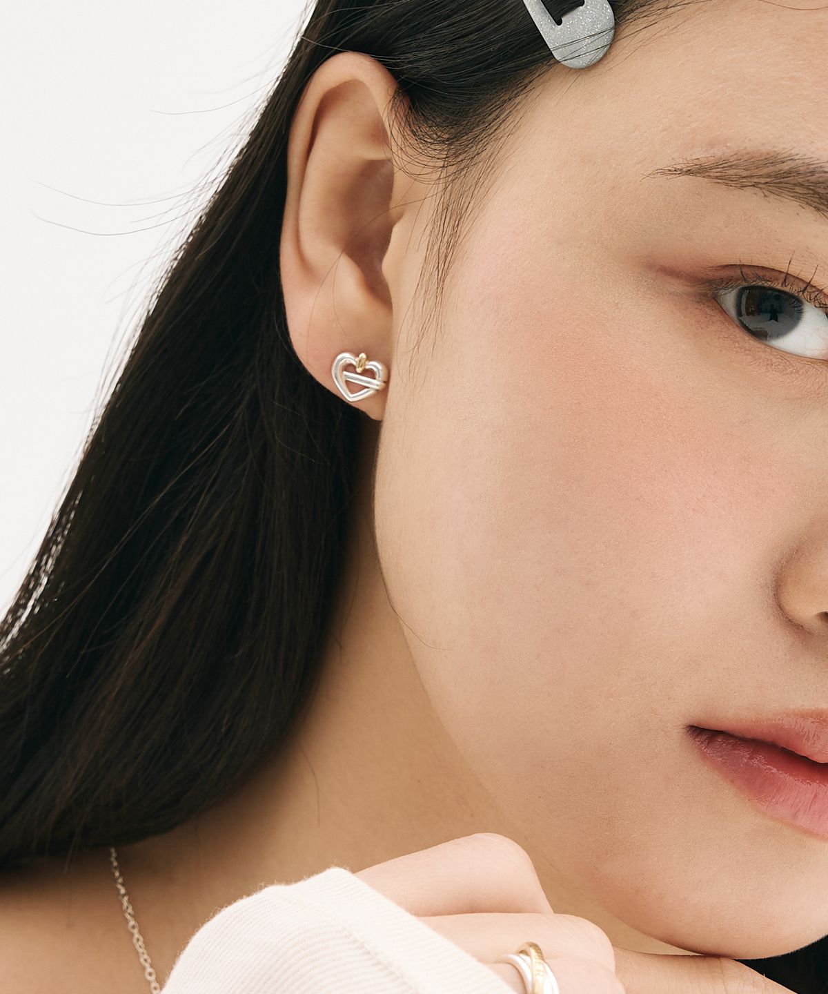 러벰버(LOVEMBER) [silver 925] Heart e Studs