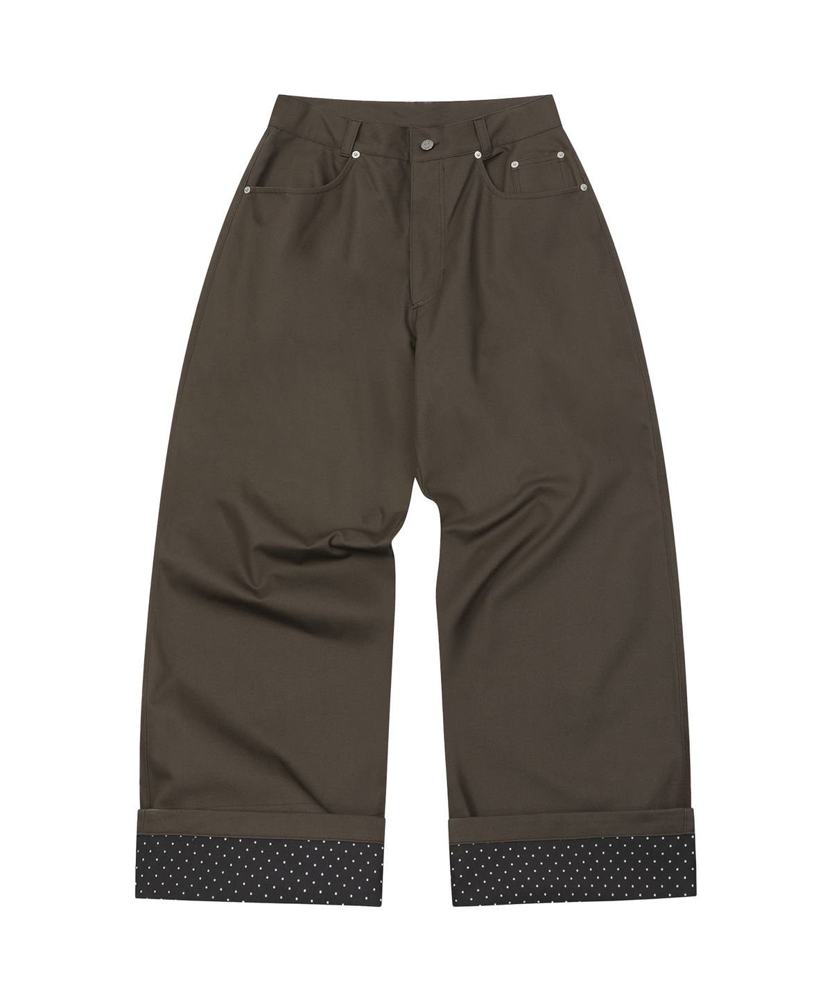 에스이에스티(S'EST) Dot Roll-up Pants Brown