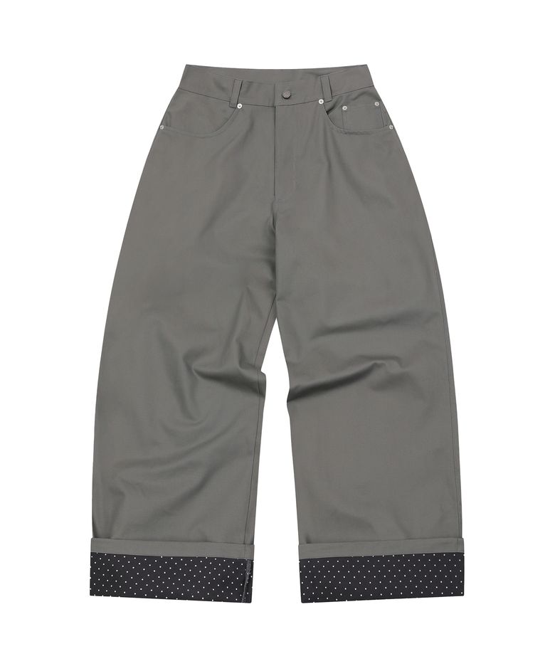 Dot Roll-up Pants Gray