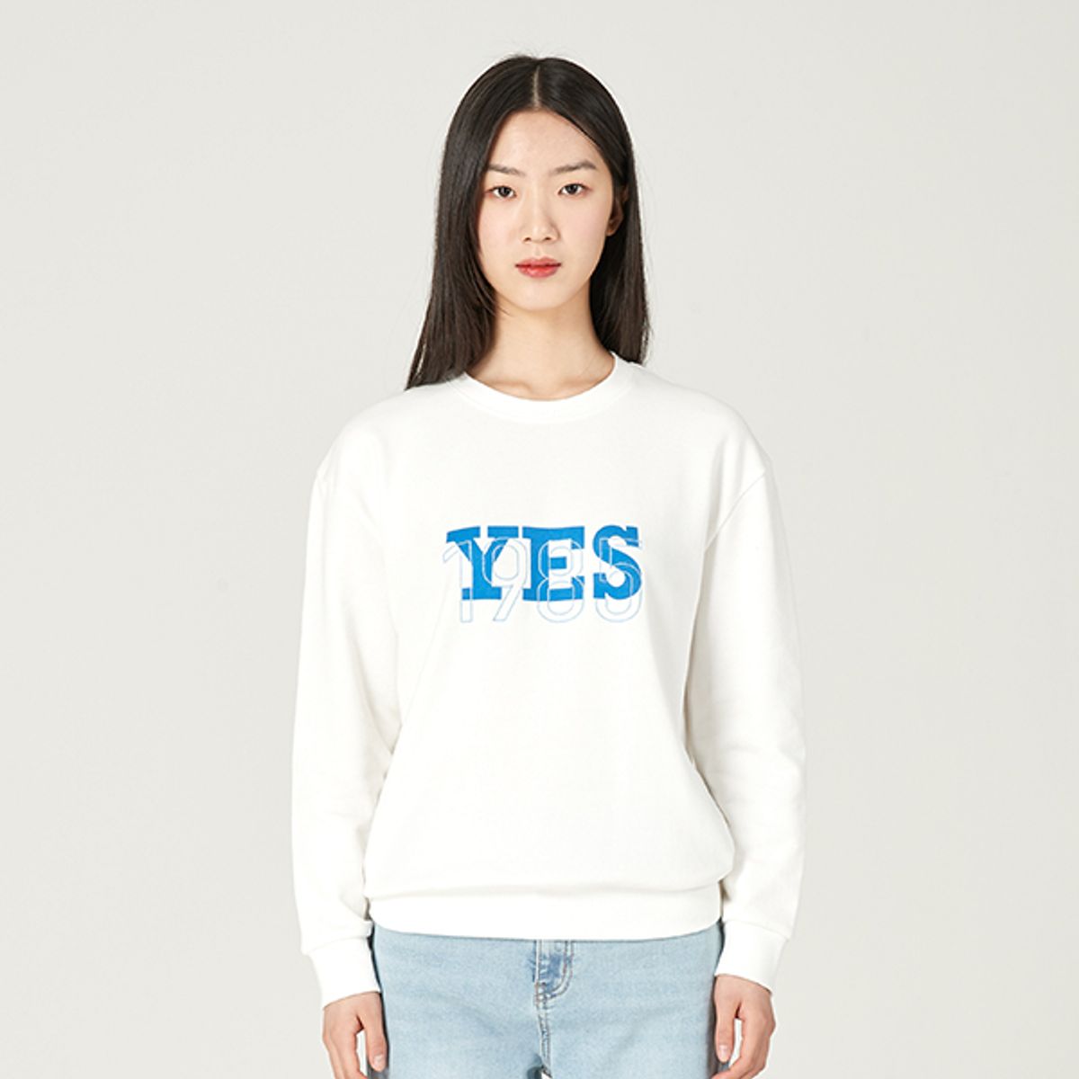 잠뱅이(JAMBANGEE) 공용) YES 프린트 보스쮸리 맨투맨 DO1WTS246-IV