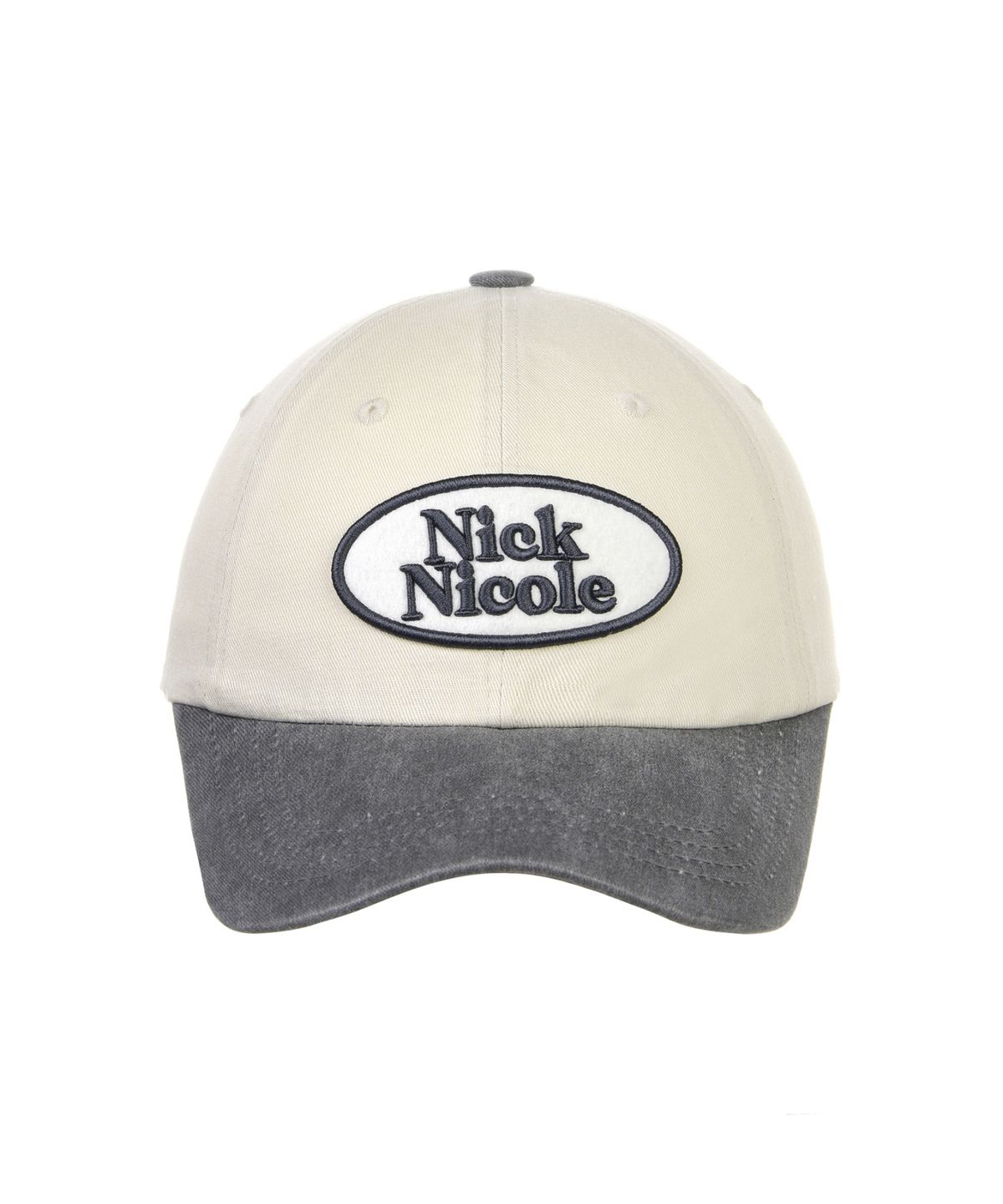 닉앤니콜(NICK&NICOLE) OVAL WAPPEN BALL CAP_TWOTONE CHARCOAL