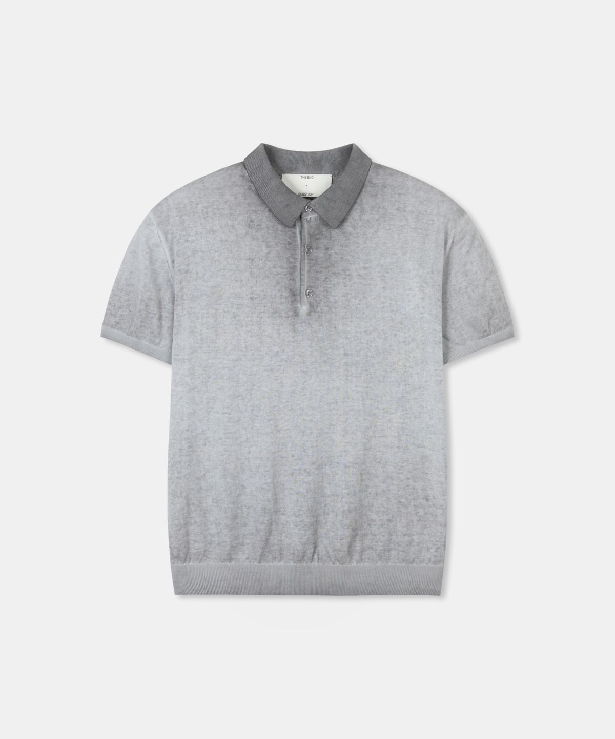 디앤드퀘스천(THEENDQUESTION) Dyeing washed collar knit top / GRAY