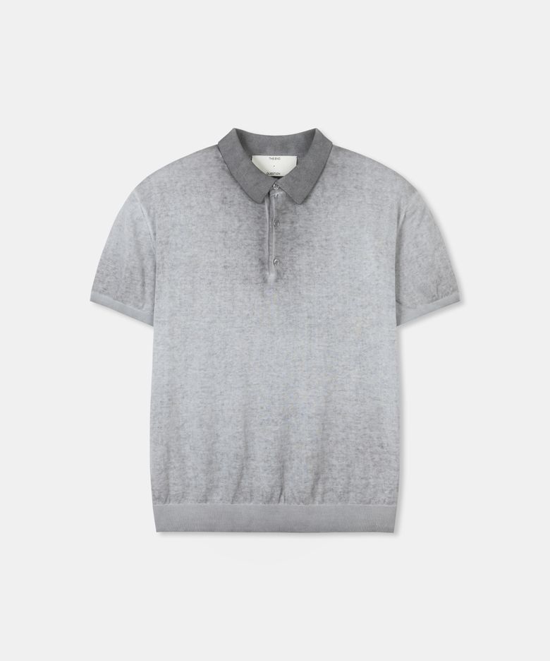 Dyeing washed collar knit top / GRAY