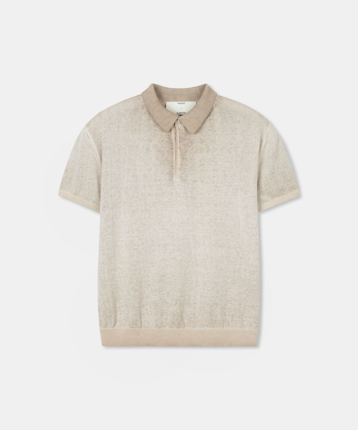 디앤드퀘스천(THEENDQUESTION) Dyeing washed collar knit top / BEIGE