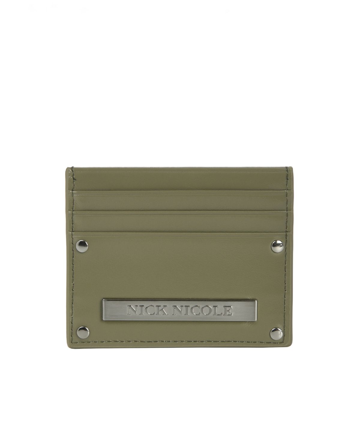 닉앤니콜(NICK&NICOLE) METAL RIVET LEATHER CARD WALLET_KHAKI