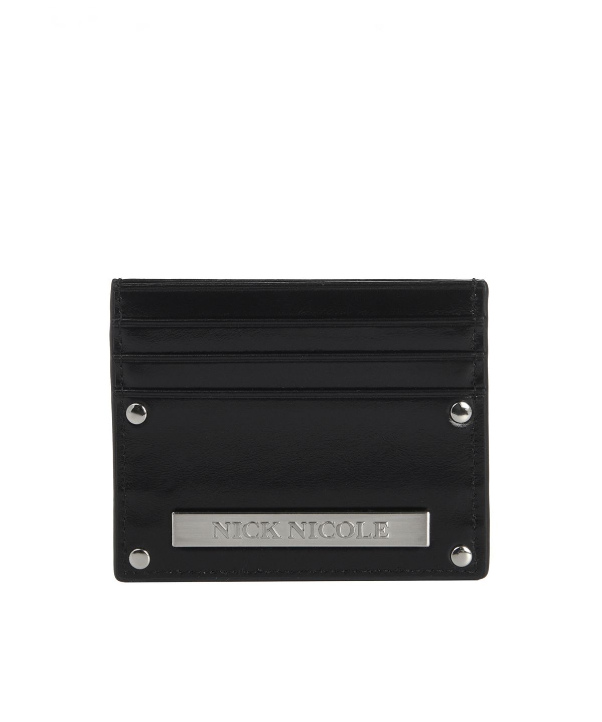 닉앤니콜(NICK&NICOLE) METAL RIVET LEATHER CARD WALLET_BLACK