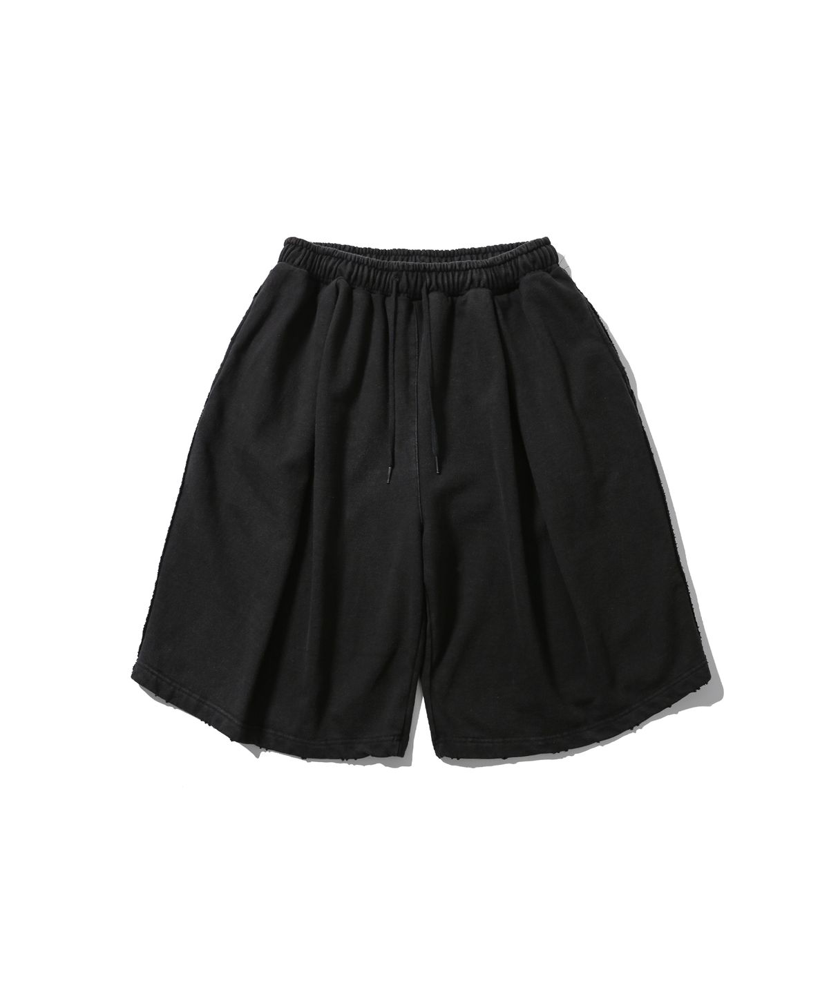 앵글런(ANGLAN) Cross Pleated Sweat Shorts - Washed Black