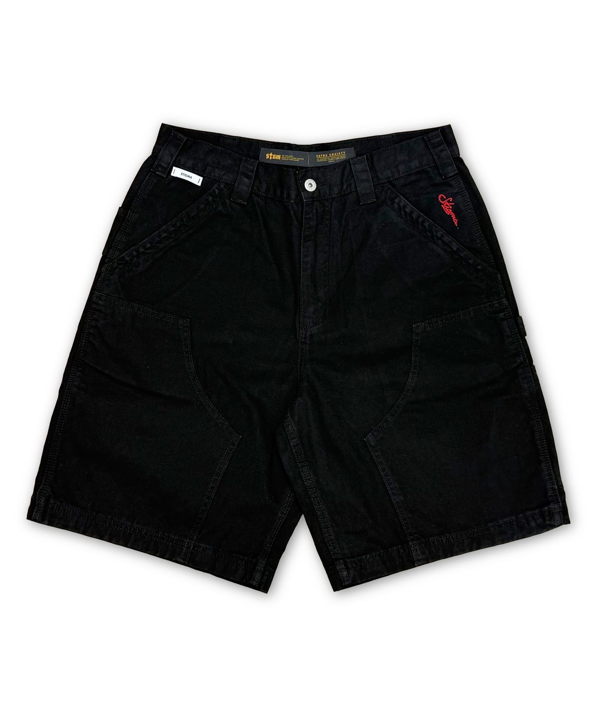 스티그마(STIGMA) WASHED CANVAS CARPENTER BERMUDA PANTS BLACK