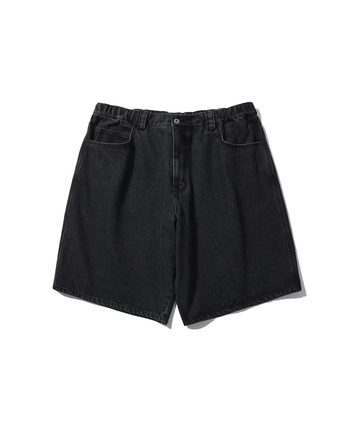 앵글런(ANGLAN) Denim Baggy Half Pants - Washed Black