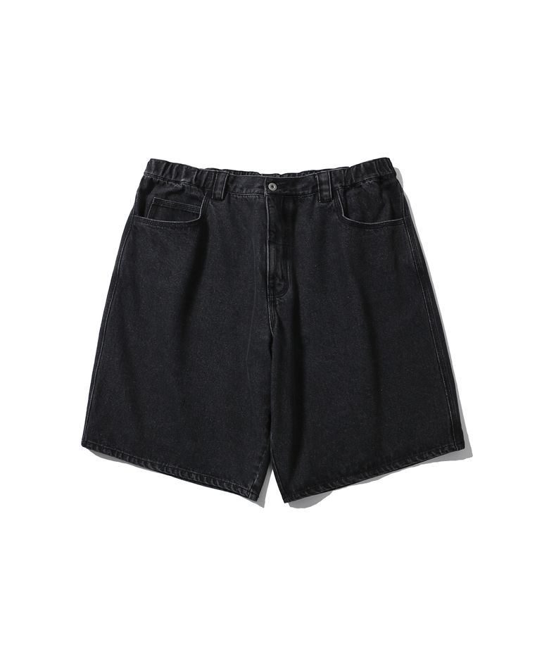 Denim Baggy Half Pants - Washed Black