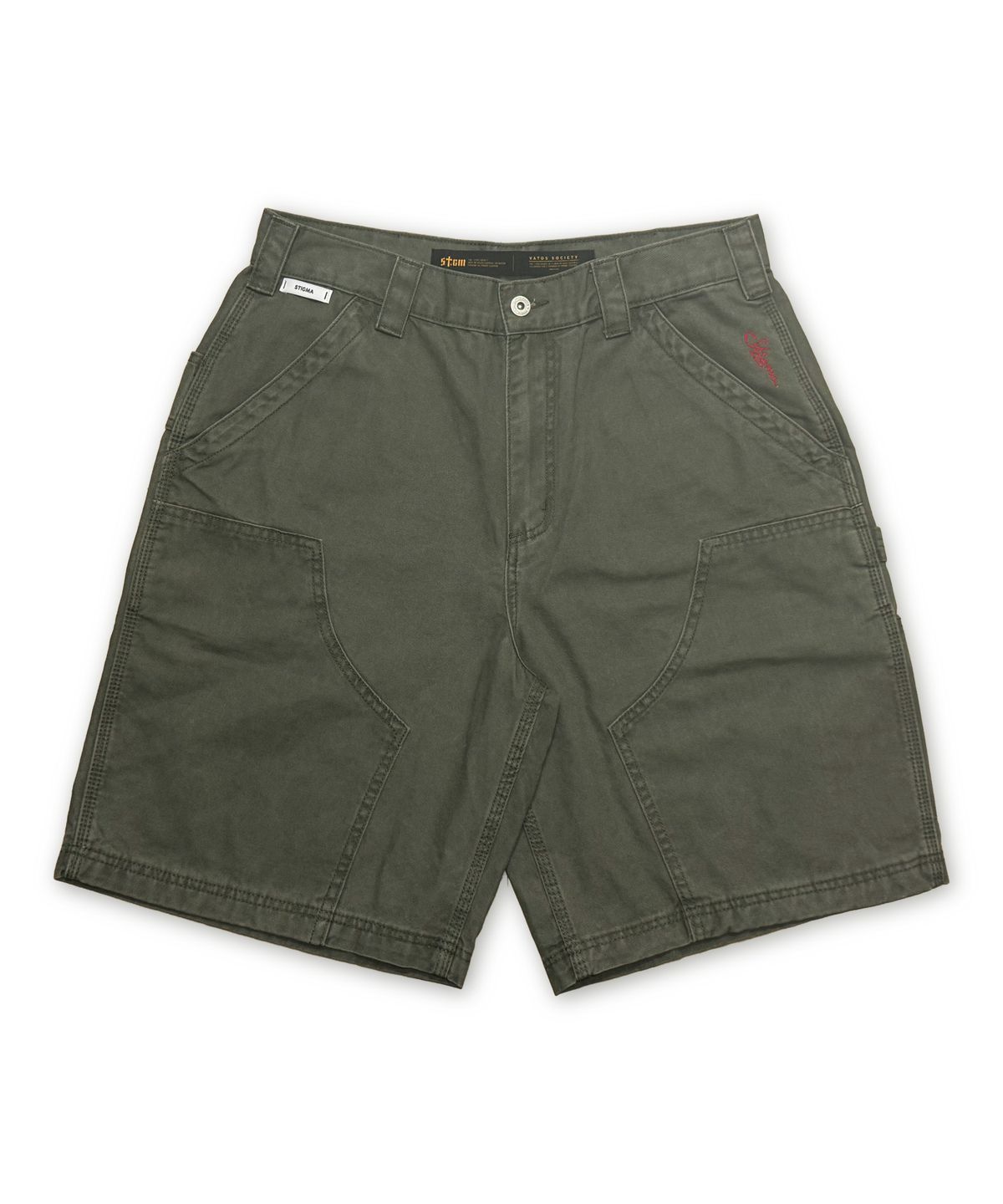 스티그마(STIGMA) WASHED CANVAS CARPENTER BERMUDA PANTS KHAKI