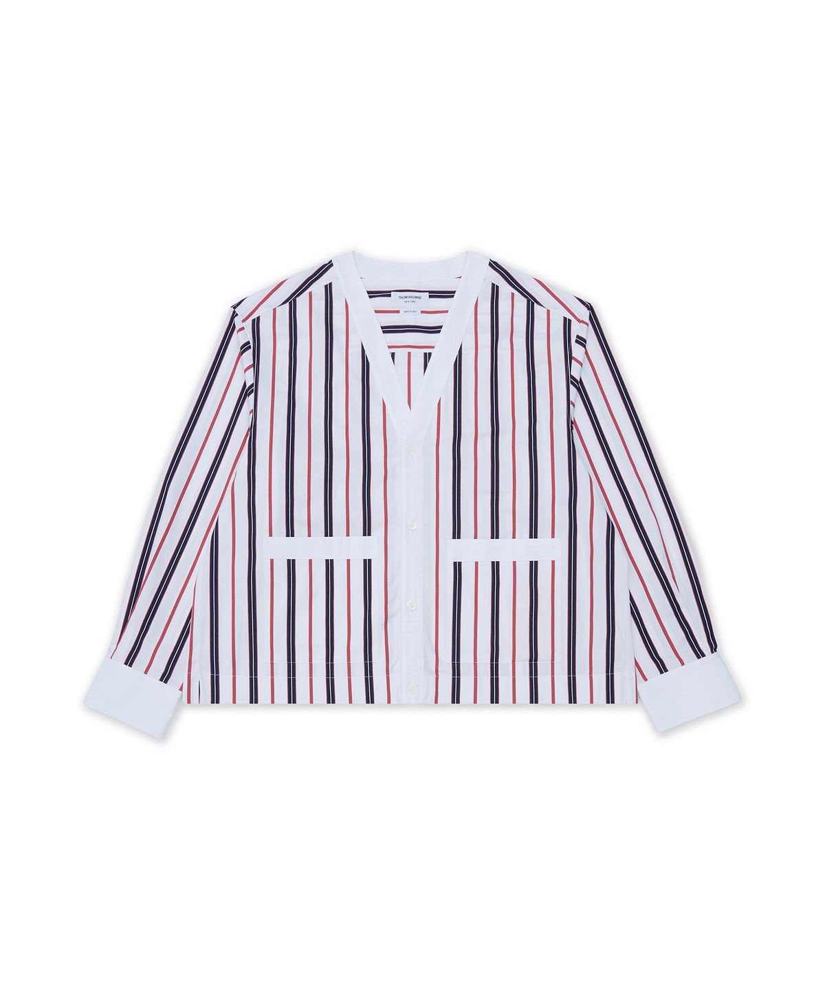 톰 브라운(THOM BROWNE) 바리에이티드 렙 스트라이프 포플린 콤보 롱슬리브 가디건 - 믹스 / MWL436CF1152960