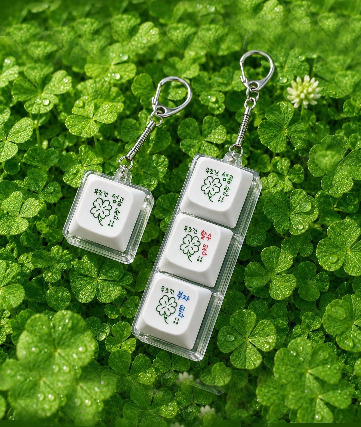 몽댕(MONGDAENG) clover Keycap Keyring 네잎클로버 키캡 키링