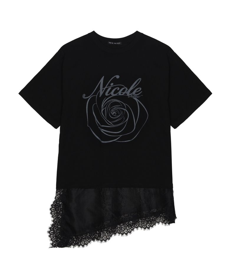 NICOLE ROSE LACE LAYERED TOP_BLACK