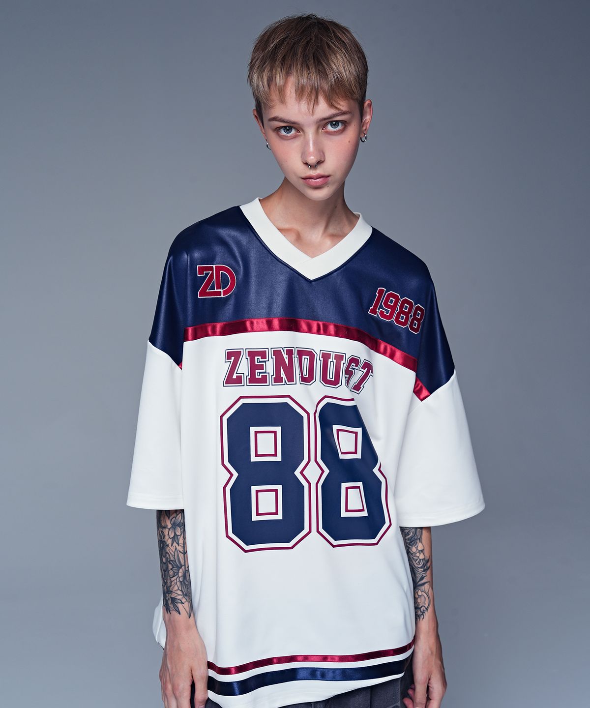 젠더스트(ZENDUST) Varsity 88 Football Jersey T-shirt NAVY